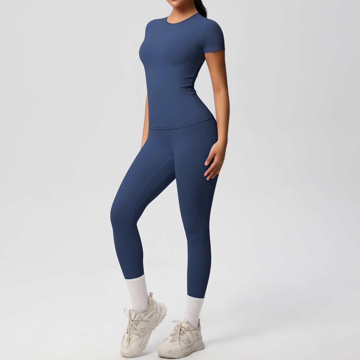 SOLBANA Form Tee 2-Piece Legging Set in Blue