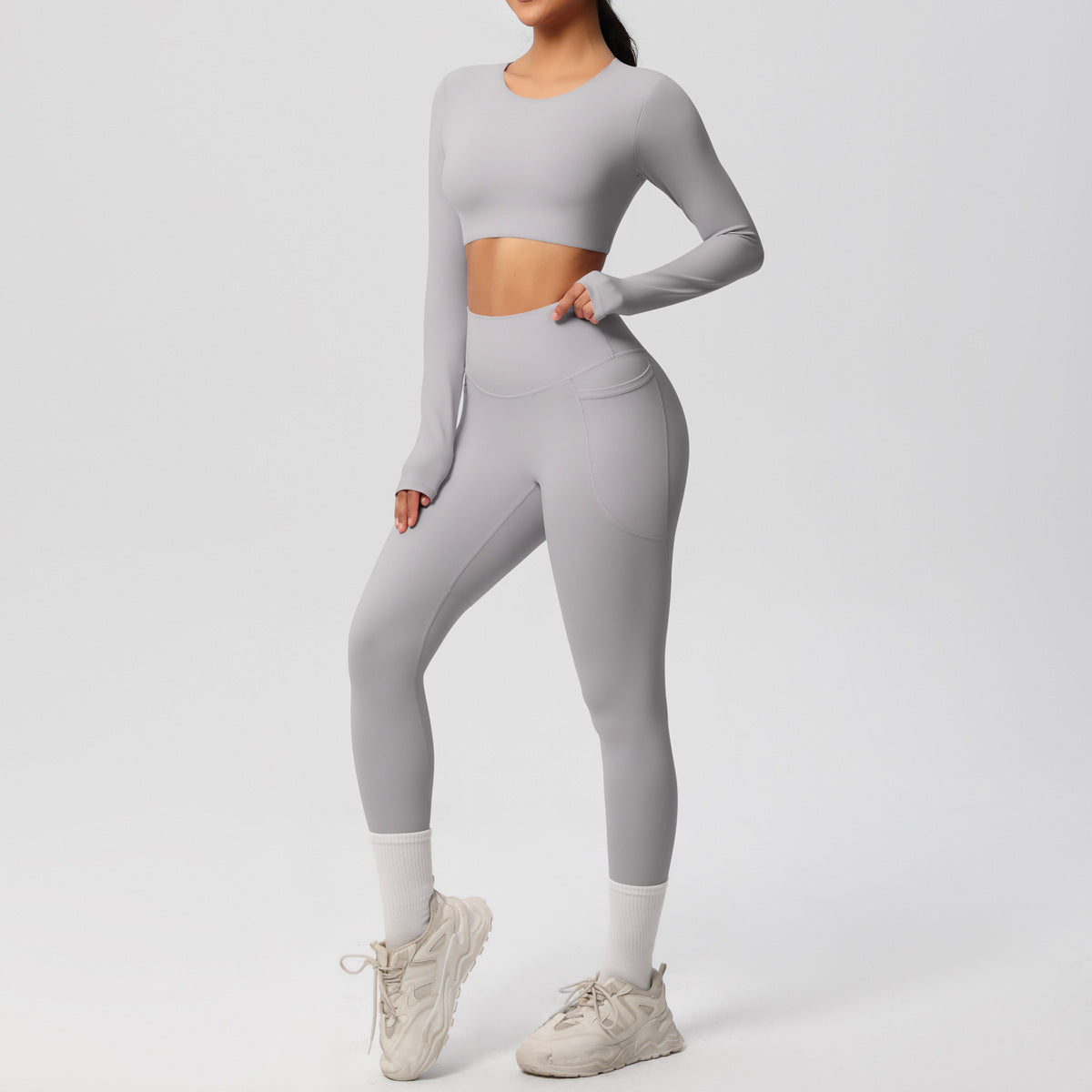 SOLBANA Studio Brushed 2-Piece Legging Set in Frost Gray