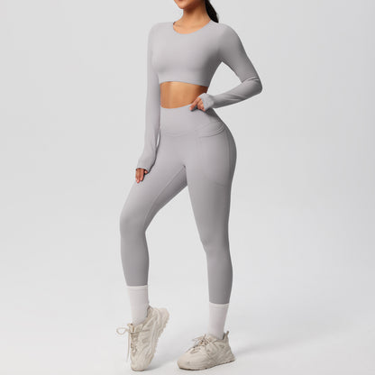 SOLBANA Studio Brushed 2-Piece Legging Set in Frost Gray