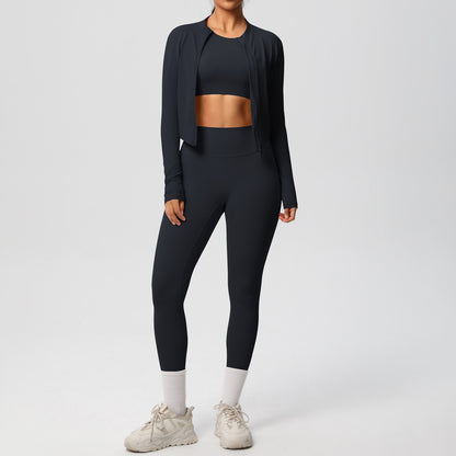 SOLBANA Studio Sculpt Zip 3-Piece Legging Set in Black