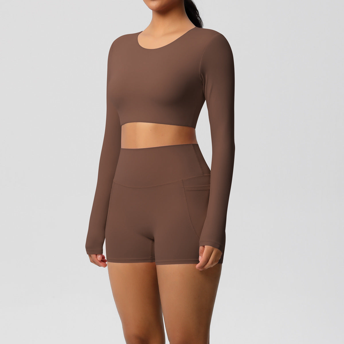 SOLBANA Studio Pocket Long-Sleeve 2-Piece Short Set - alternate product view