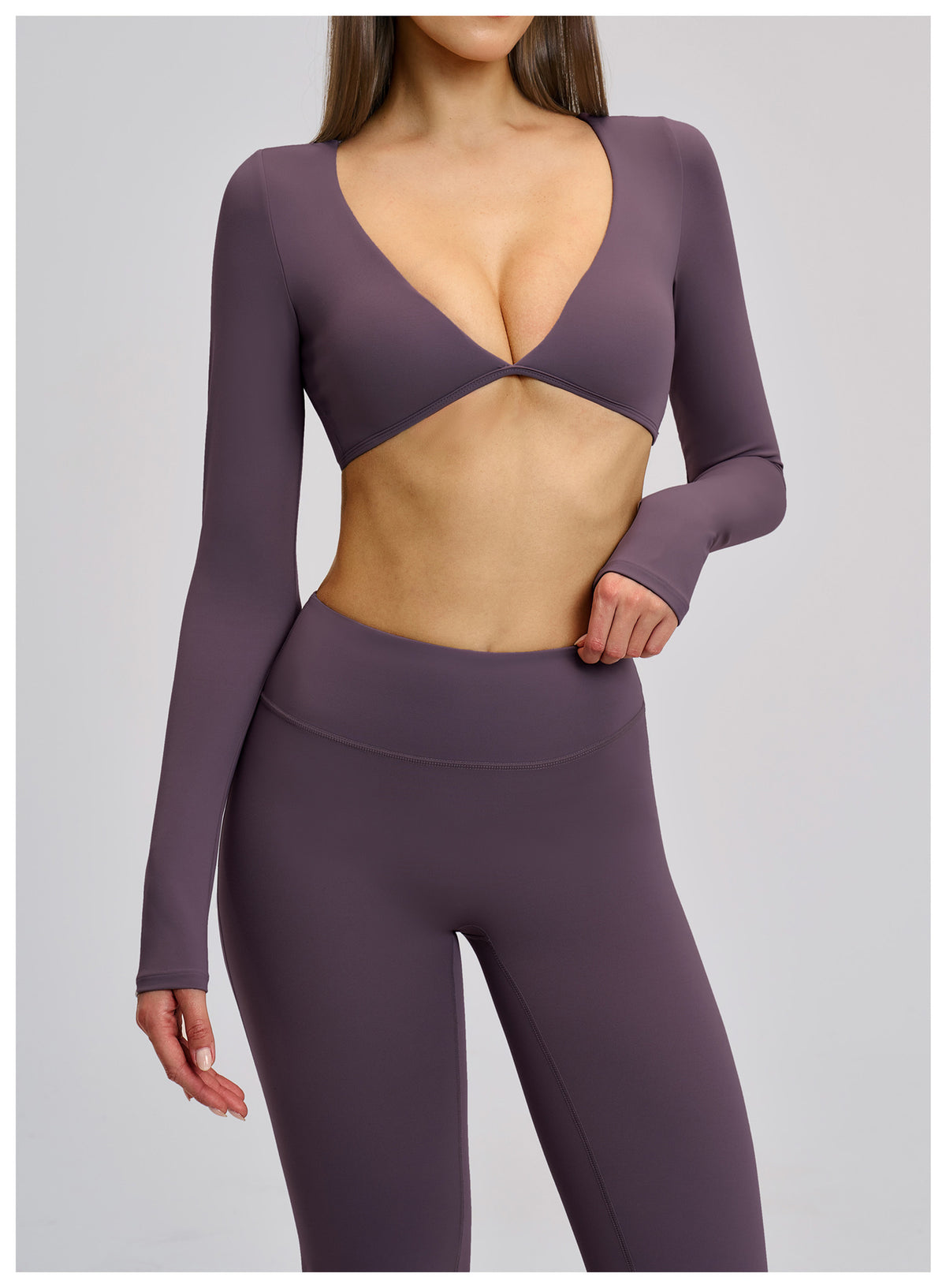 SOLBANA Studio Cropped V-Neck Long Sleeve - alternate product view