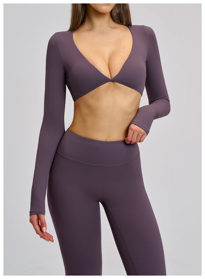 SOLBANA Studio Cropped V-Neck Long Sleeve - alternate product view