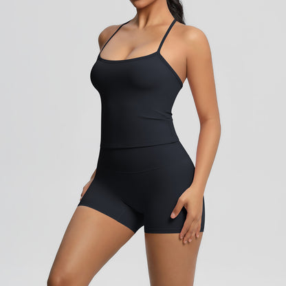 SOLBANA Studio Tie-Back High-Rise Short Set in Black