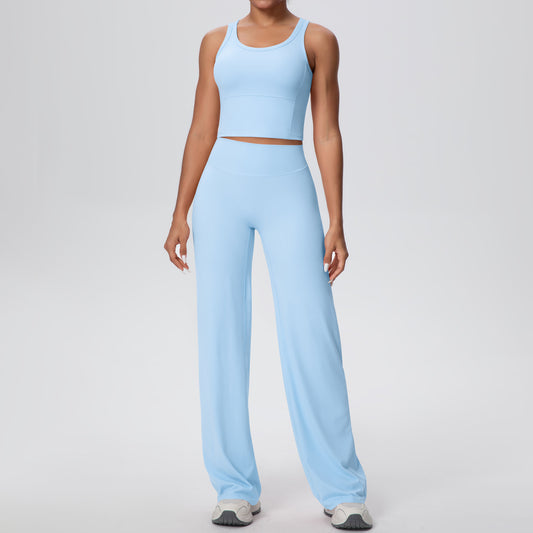 SOLBANA Coast Brushed Pant Set in Powder Blue