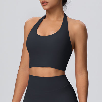 SOLBANA Studio Open-Back Halter Bra in Black
