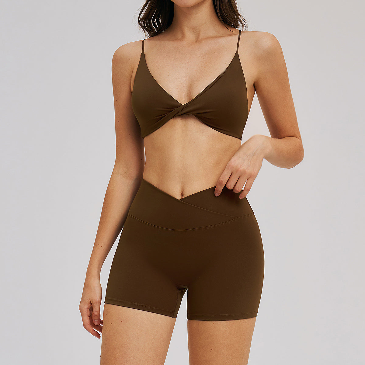SOLBANA Studio Slim-Strap Short Set in Cocoa