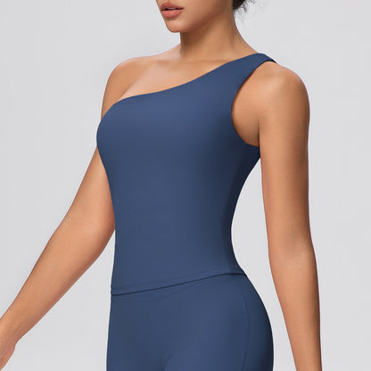 SOLBANA Studio One-Shoulder Tank in Blue