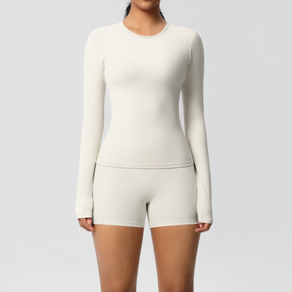 SOLBANA Form Long-Sleeve 2-Piece Short Set in Ivory