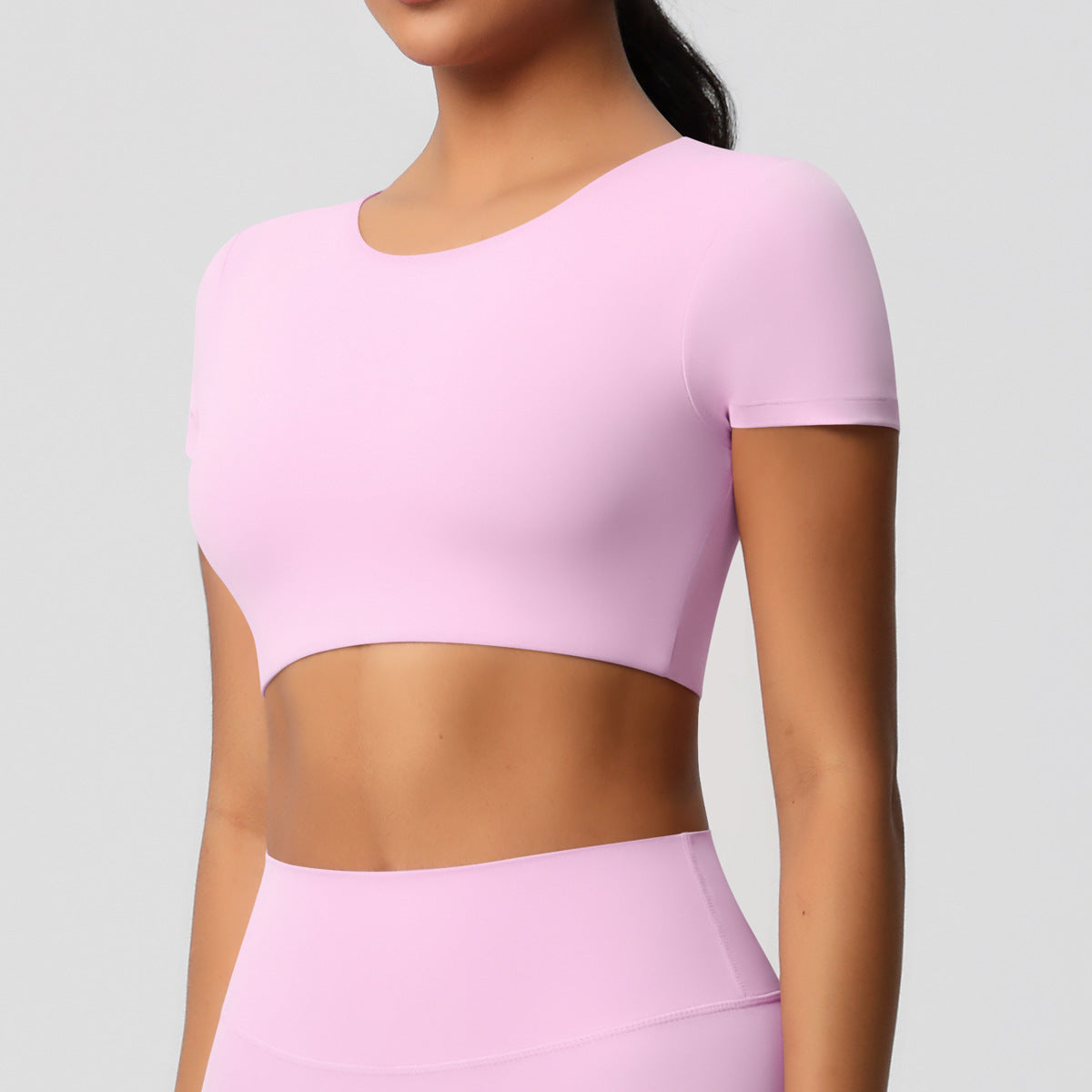 SOLBANA Studio Padded Crop Tee in Pink