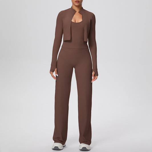 SOLBANA Coast Strap 3-Piece Pant Set in chestnut