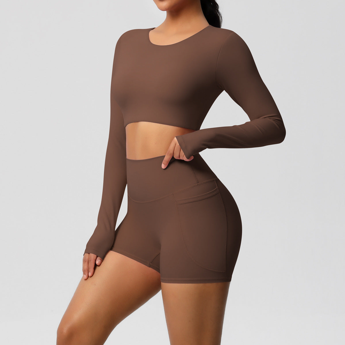 SOLBANA Studio Pocket Long-Sleeve 2-Piece Short Set - alternate product view