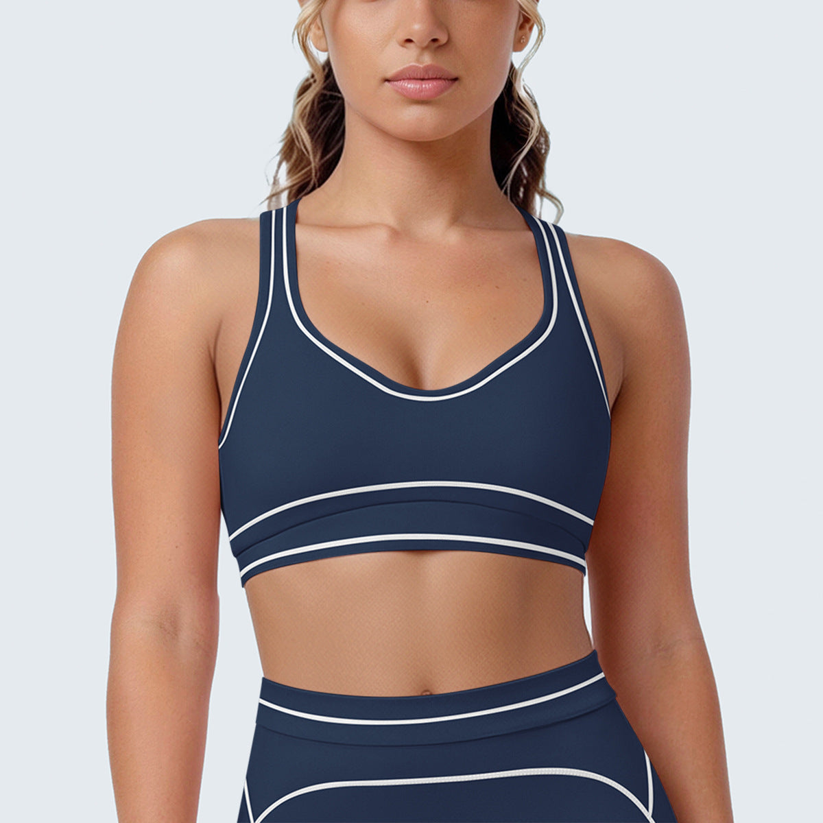 SOLBANA Contour Contrast U-Back Bra in Blue