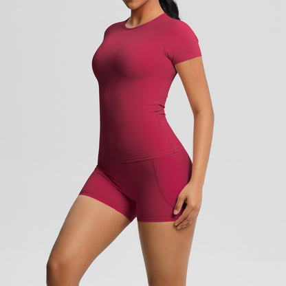 SOLBANA Form Pocket 2-Piece Short Set in Red