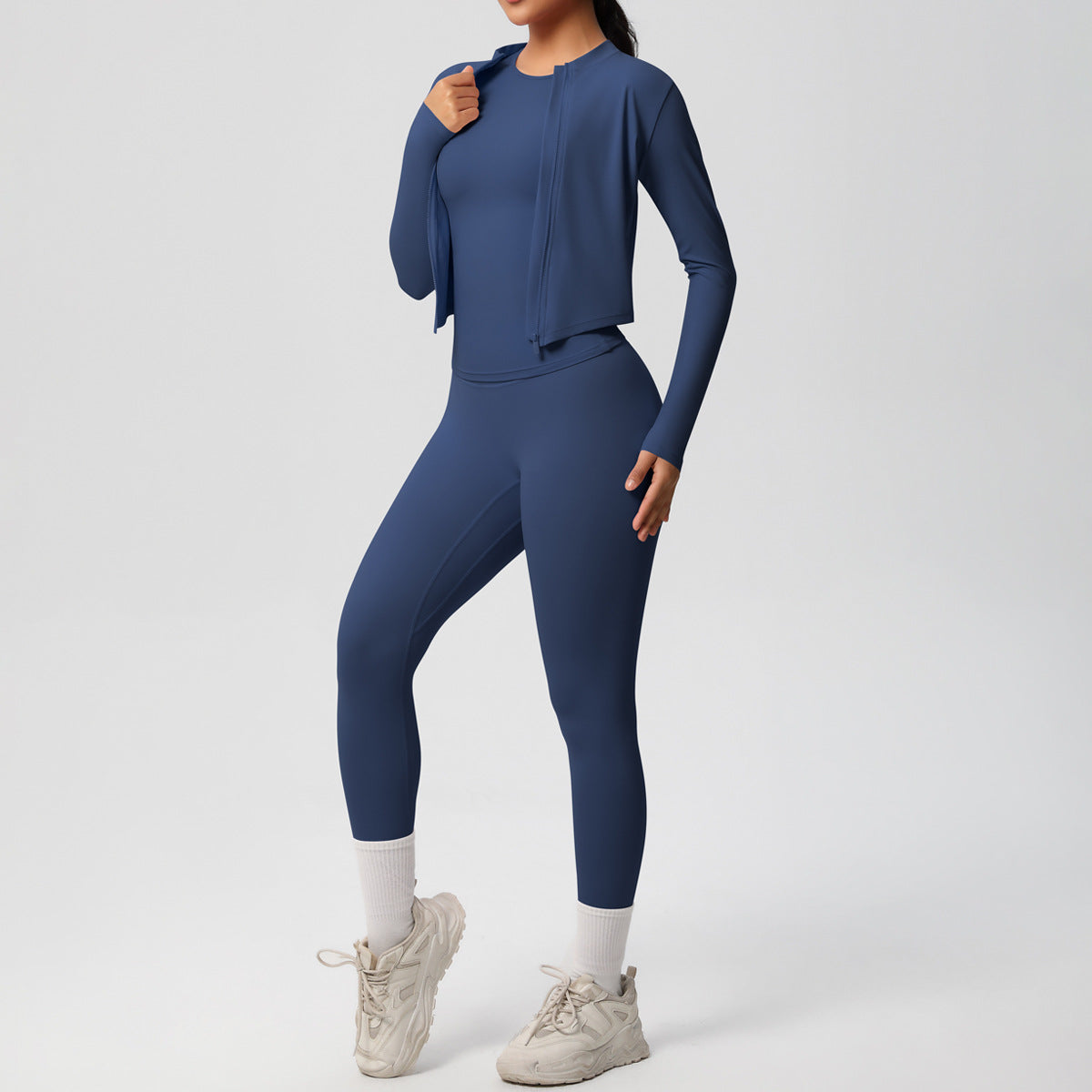 Studio Zip matching three-piece legging set by SOLBANA