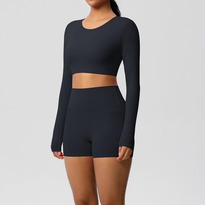 SOLBANA Studio Pocket Long-Sleeve 2-Piece Short Set - alternate product view