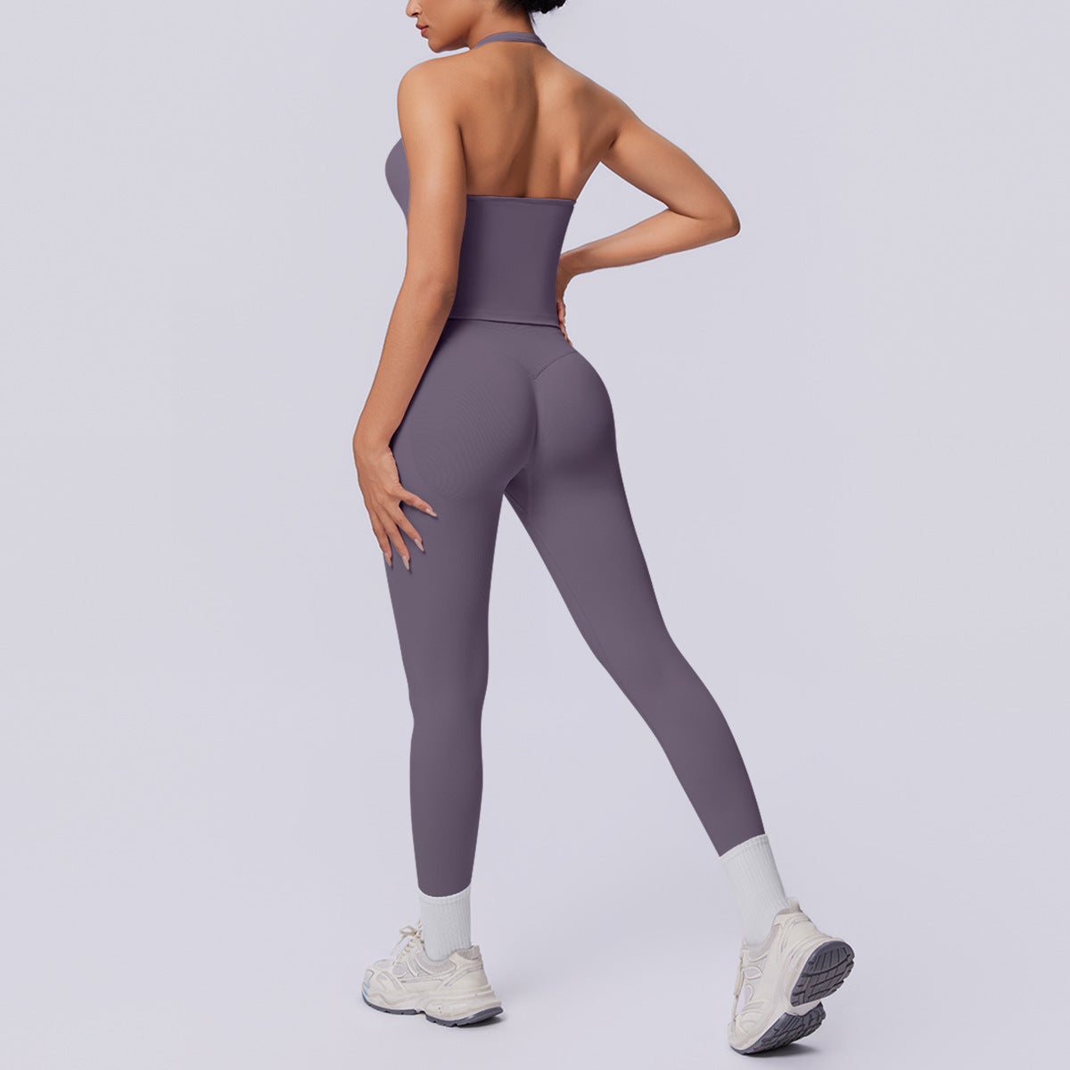 SOLBANA Studio Seamless Halter Set in Truffle