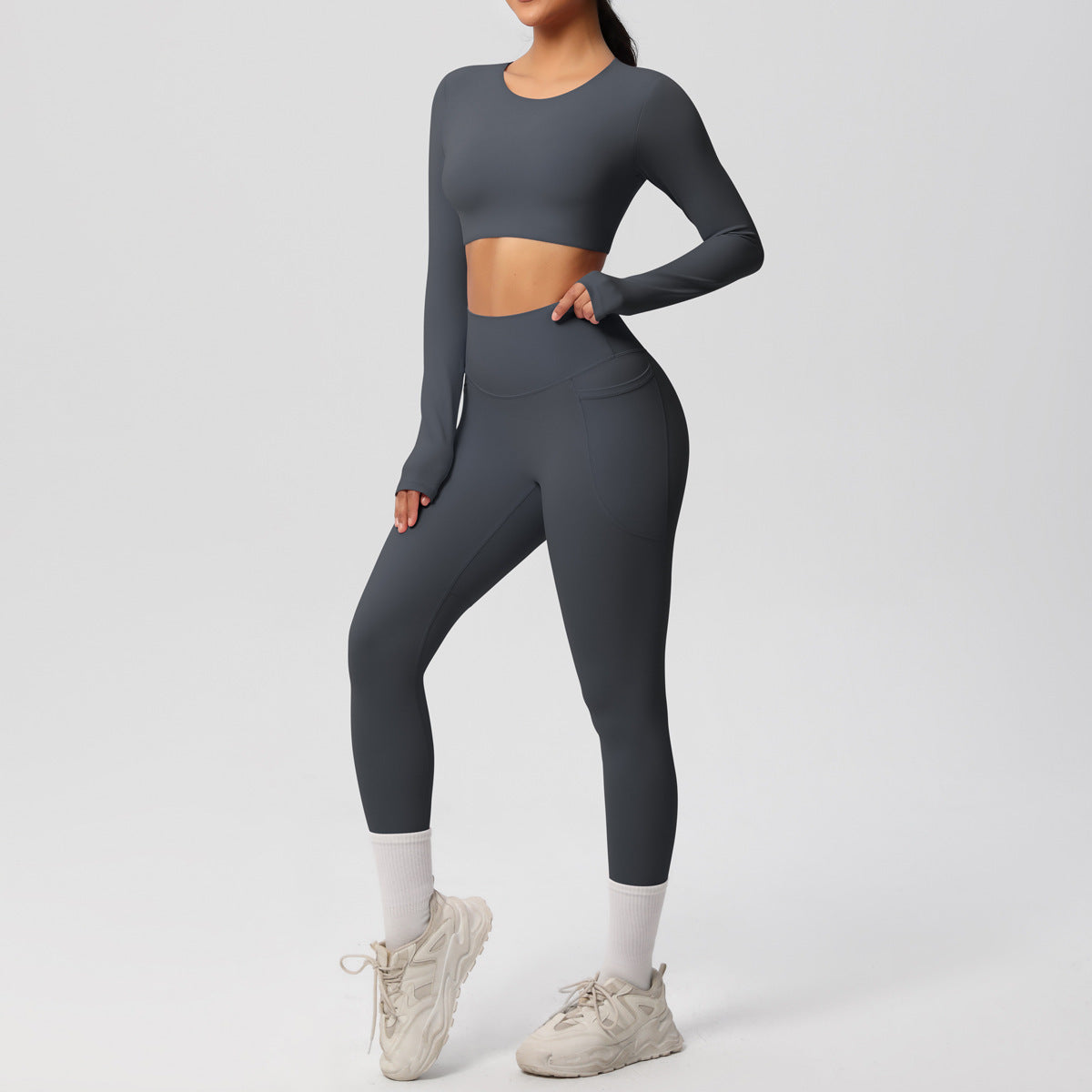 SOLBANA Studio Brushed 2-Piece Legging Set in Gray