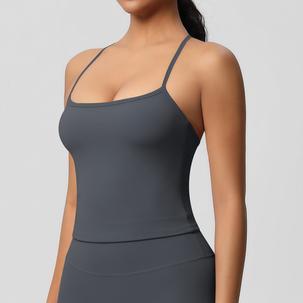 SOLBANA Studio Tie-Back Crop Tank in Gray