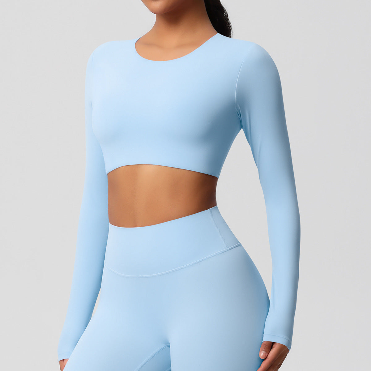 SOLBANA Studio Brushed Sculpt Long Sleeve in Sky Blue