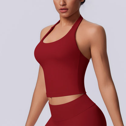SOLBANA Studio Halter Tank in Wine Red