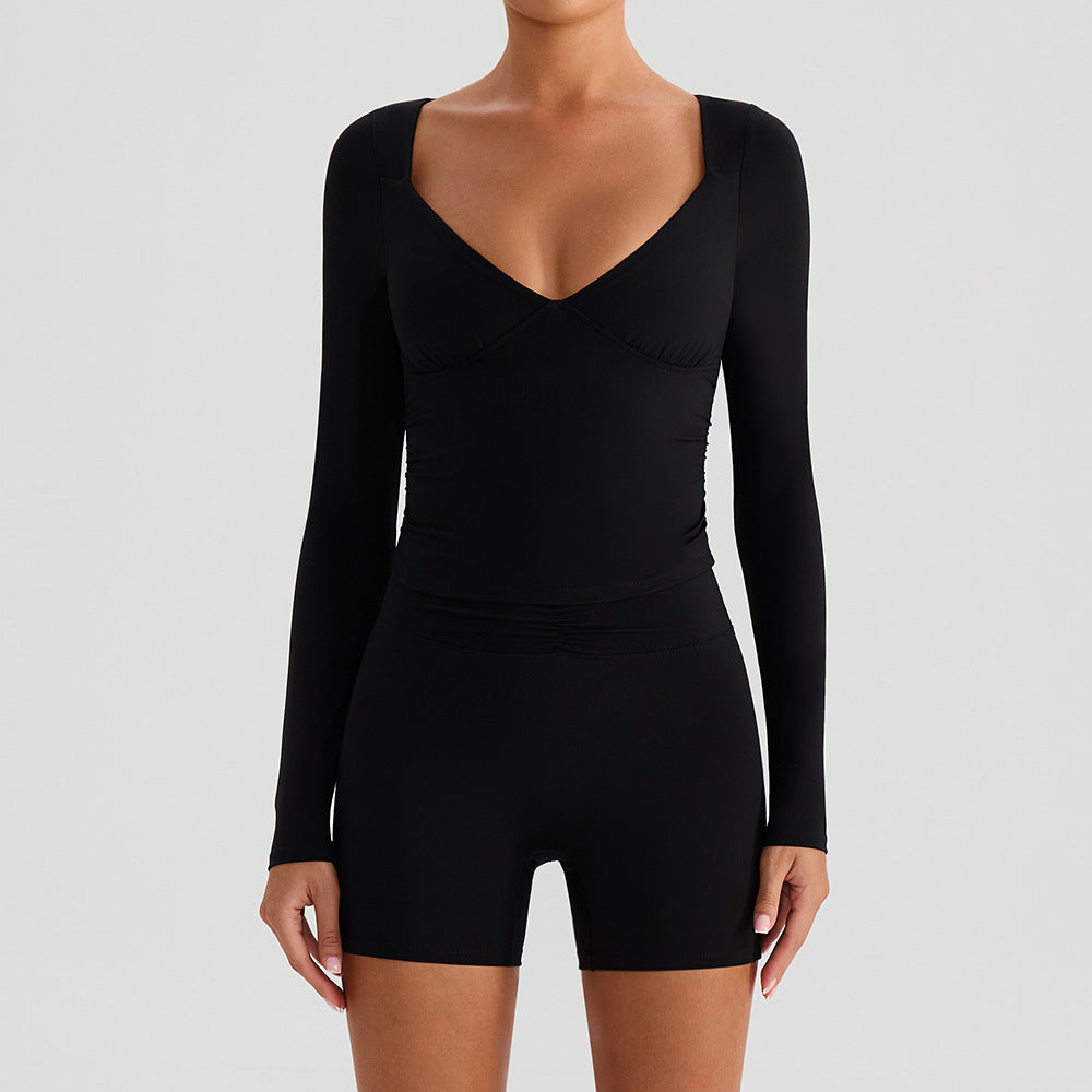 SOLBANA Studio Deep-V Long Sleeve in Black