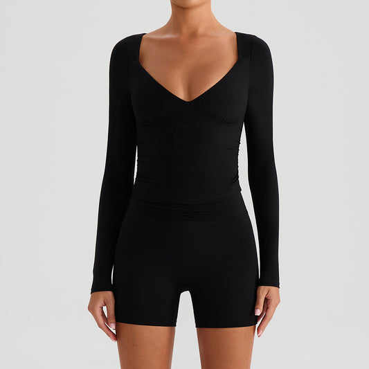 SOLBANA Studio Deep-V Long Sleeve in Black