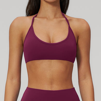 SOLBANA Form Halter Bra in Berry