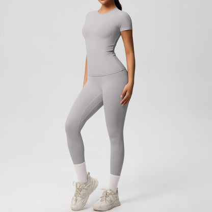 SOLBANA Form Tee 2-Piece Legging Set in Frost Gray