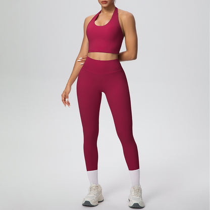 SOLBANA Studio Halter 2-Piece Pant Set in Red