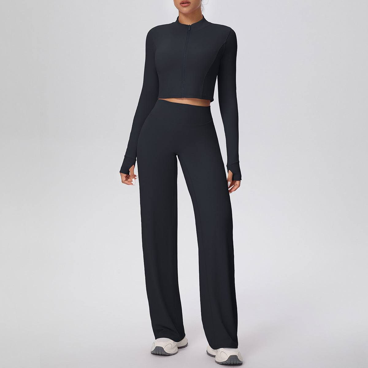 SOLBANA Coast Zip Pant Set in Black