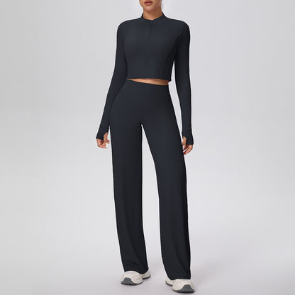 SOLBANA Coast Zip Pant Set in Black