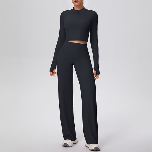 SOLBANA Coast Zip Pant Set in Black