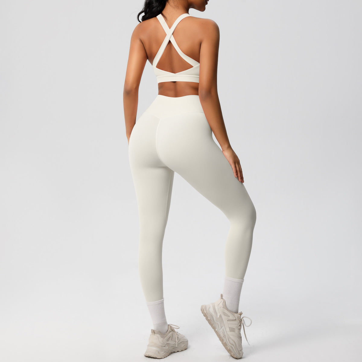 SOLBANA Studio Tie-Back 2-Piece Legging Set in Ivory