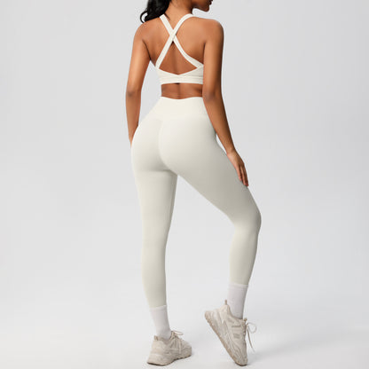 SOLBANA Studio Tie-Back 2-Piece Legging Set in Ivory