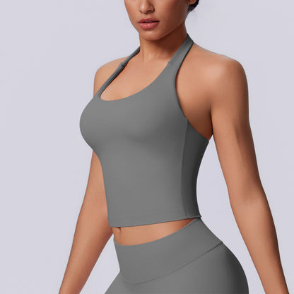 SOLBANA Studio Halter Tank in Dark Gray