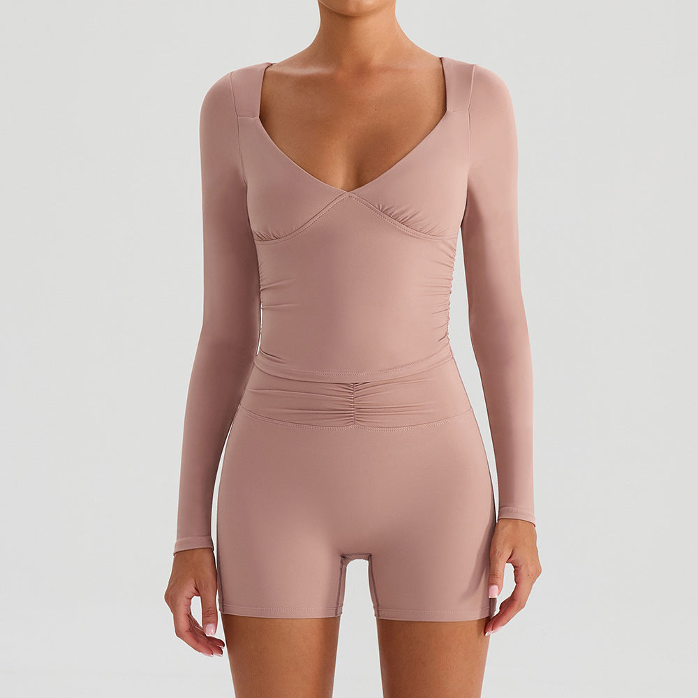 SOLBANA Studio Deep-V Long Sleeve in Dark Pink