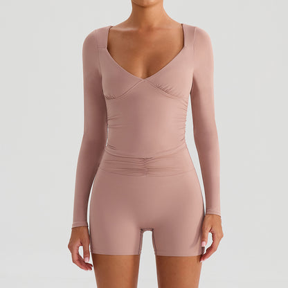 SOLBANA Studio Deep-V Long Sleeve in Dark Pink