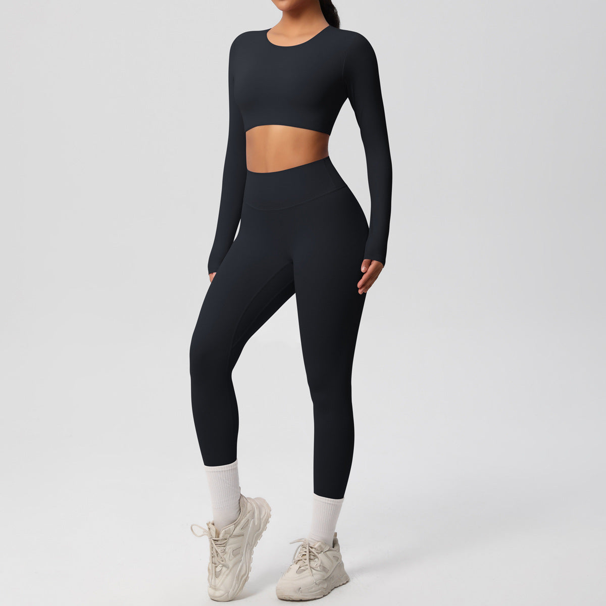 SOLBANA Form Long-Sleeve 2-Piece Legging Set in Black