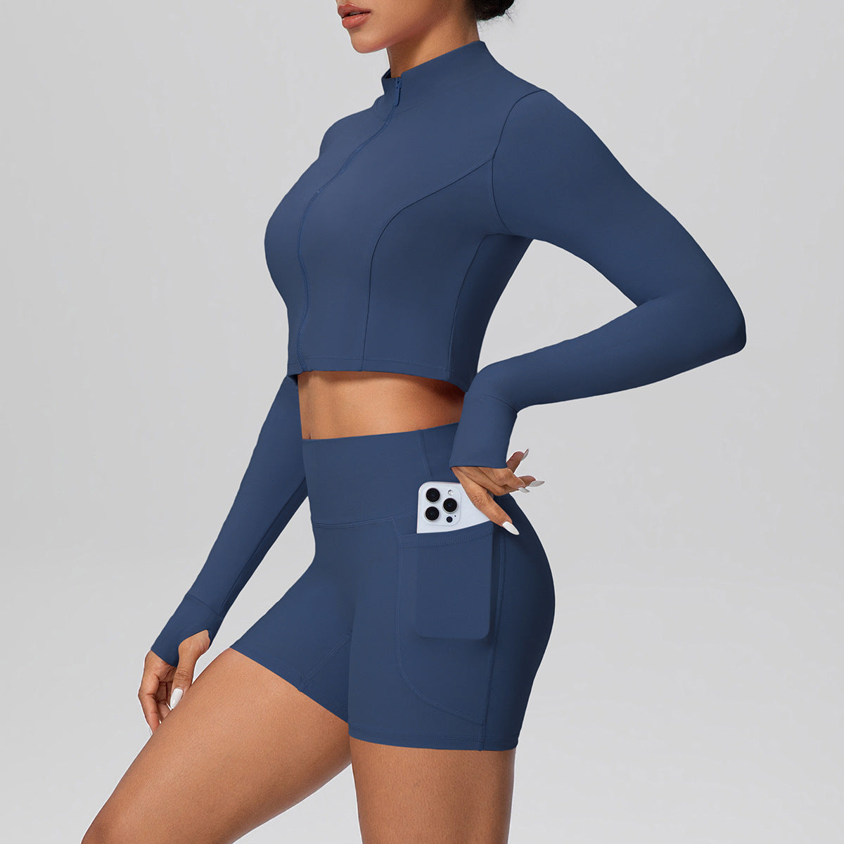 SOLBANA Studio Zip Pocket 2-Piece Short Set in Ocean