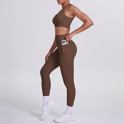 SOLBANA Studio One-Shoulder Pocket Legging Set - alternate product view