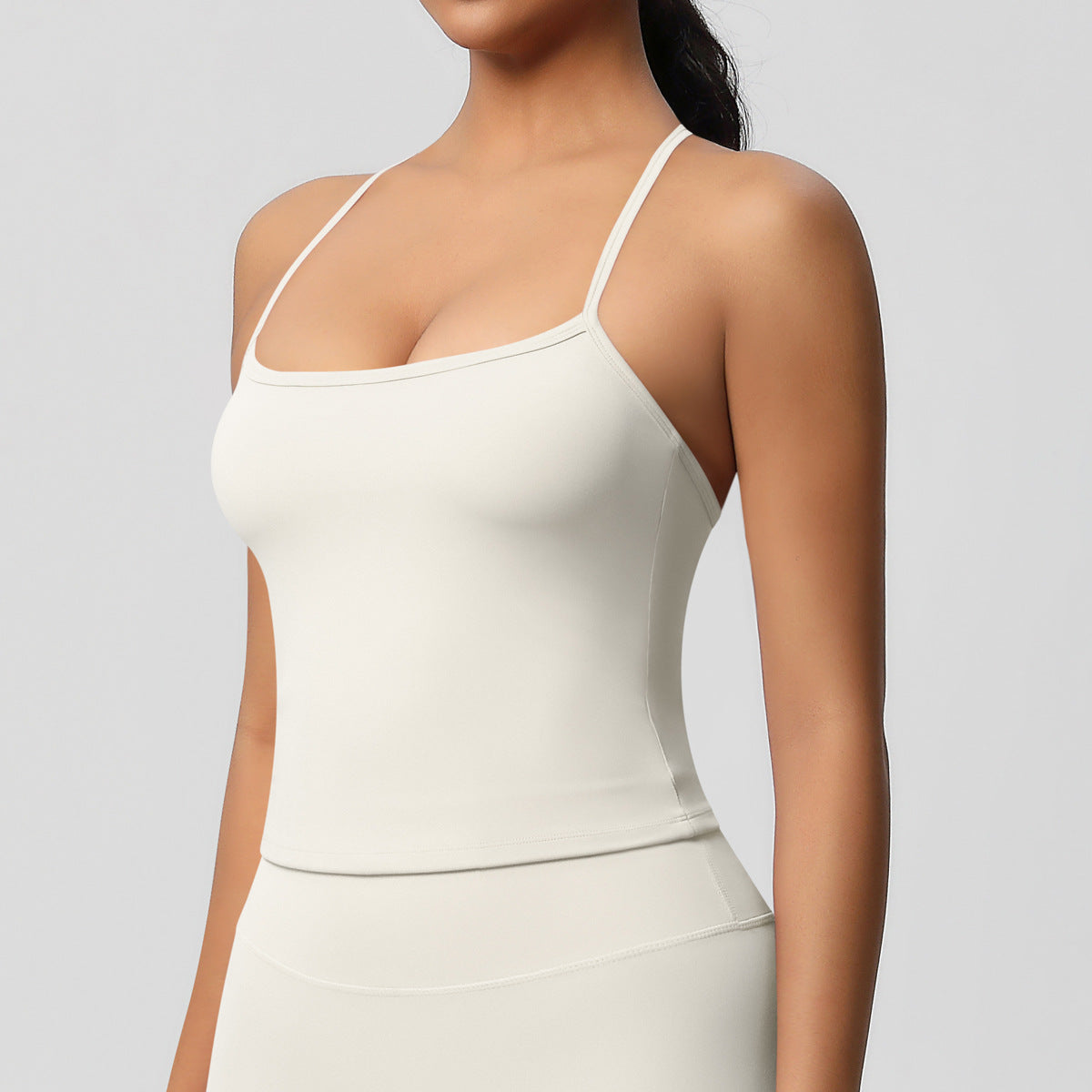 SOLBANA Studio Tie-Back Crop Tank in Ivory