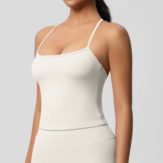 SOLBANA Studio Tie-Back Crop Tank in Ivory