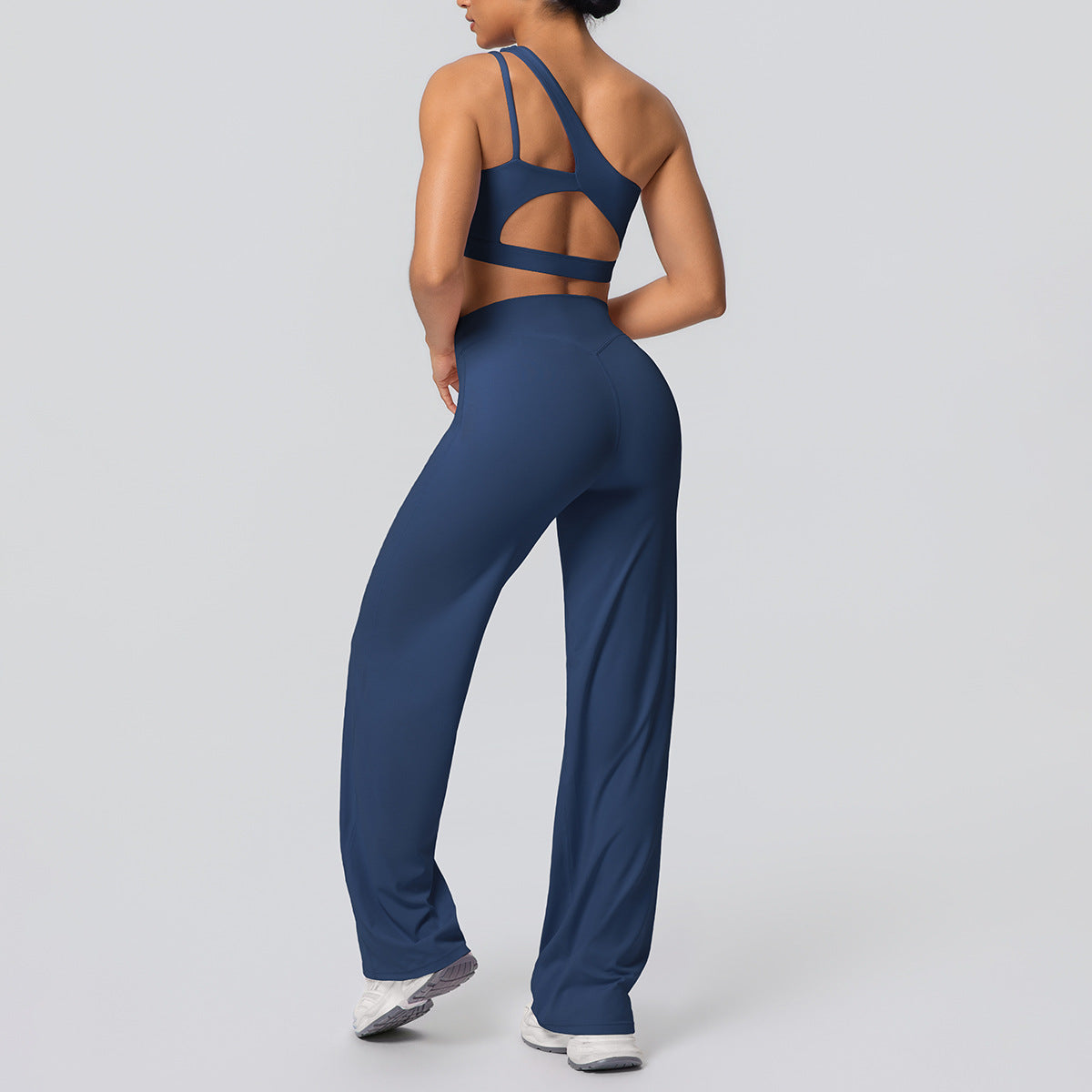 SOLBANA Studio Asymmetric 2-Piece Straight-Pant Set in Blue