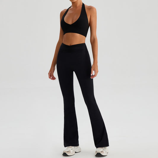 SOLBANA Studio Halter 2-Piece Set - Midnight bra and flare pants