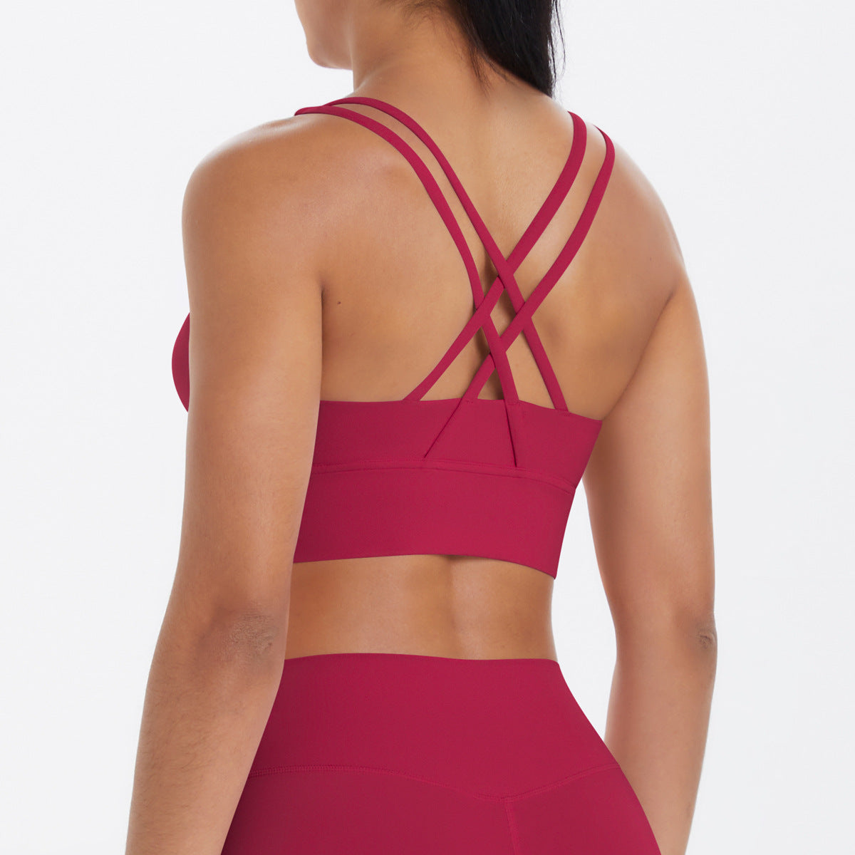 SOLBANA Form Double-Strap Crossback Bra in Berry