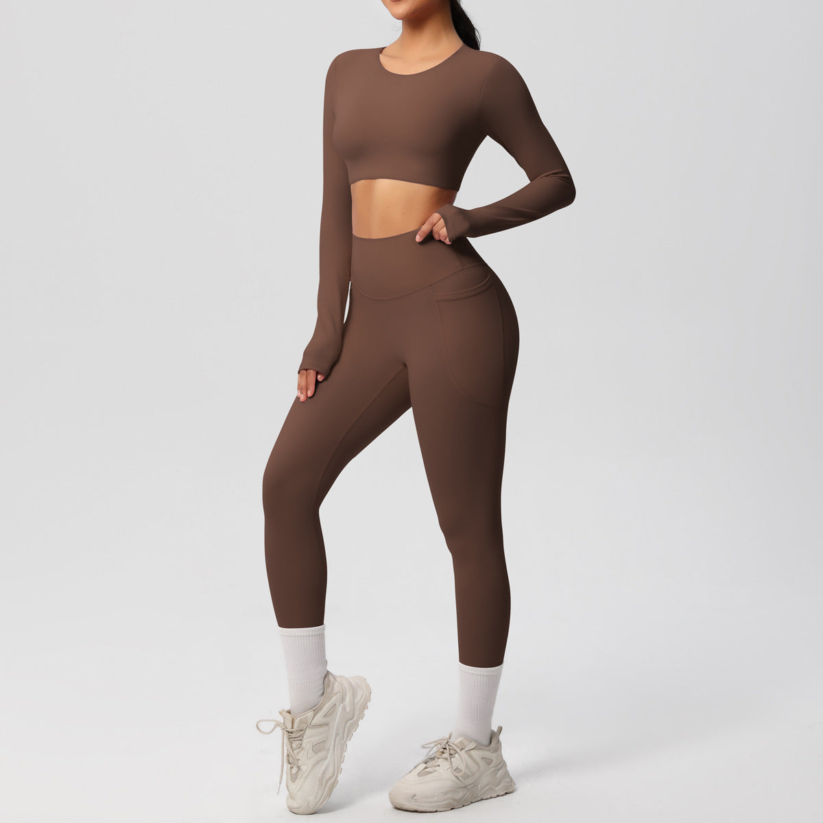 SOLBANA Studio Brushed 2-Piece Legging Set in Chestnut
