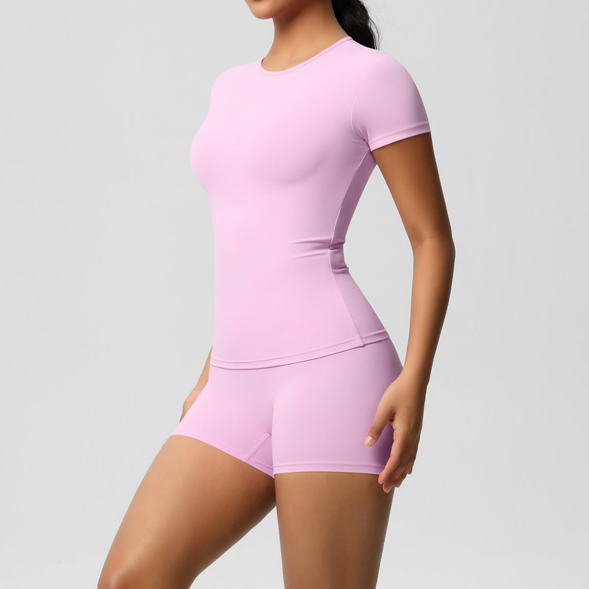 SOLBANA Form Tee 2-Piece Short Set in Pink