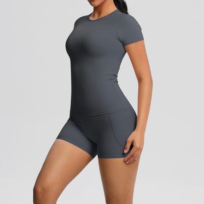 SOLBANA Form Pocket 2-Piece Short Set in Gray