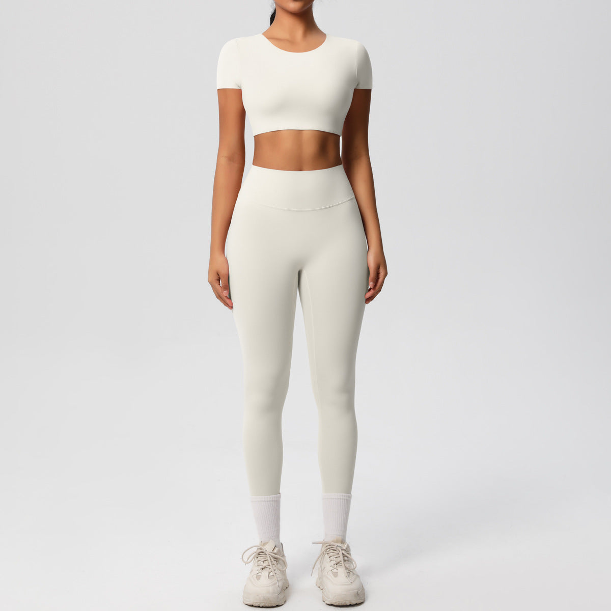 SOLBANA Form Sculpt Tee 2-Piece Legging Set in Ivory